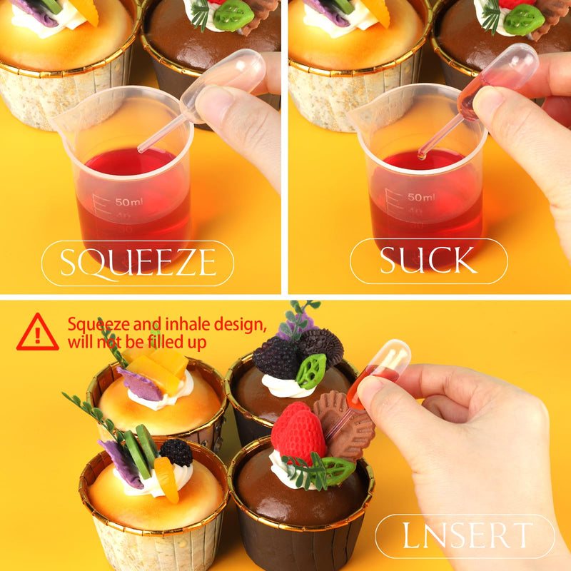 Teenitor Plastic Pipettes Squeeze Dropper Disposable 4ml 100pcs Mini Flavor Injector for Chocolate Strawberries Ice Cream Mini Cakes 100