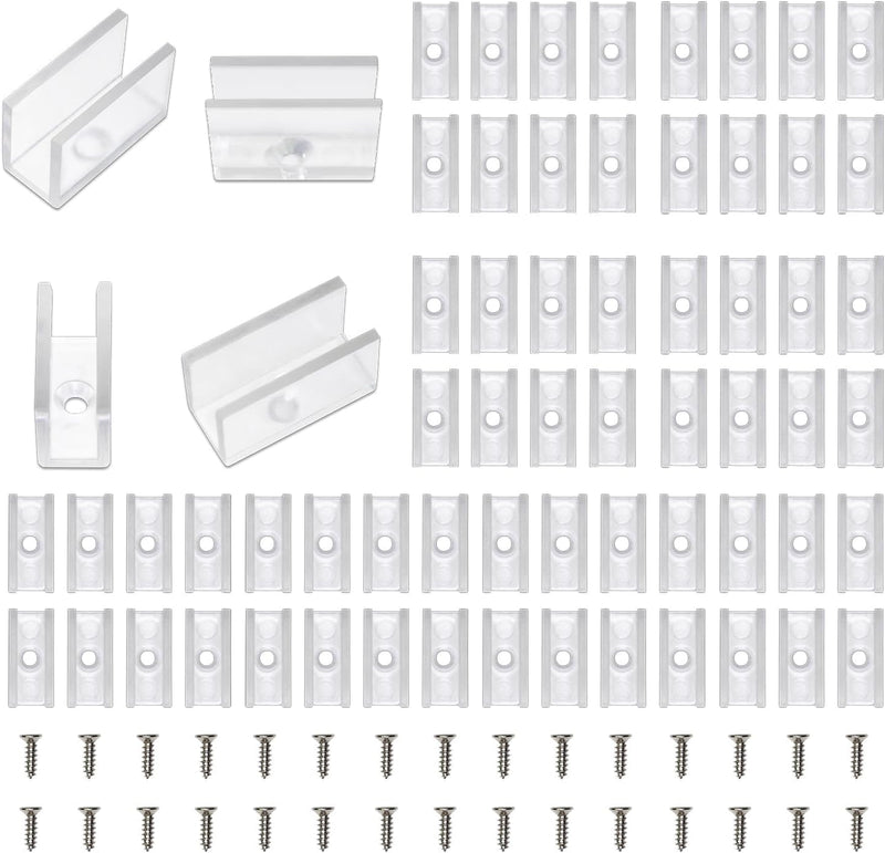 Neon Rope Light Mounting Brackets, 100PCS Neon Lights Install Fixing Clips Accessories for 6x12mm LED Neon Flexible Strip Lighting, Neon Signs DIY(100 Screws, 100 Clips)