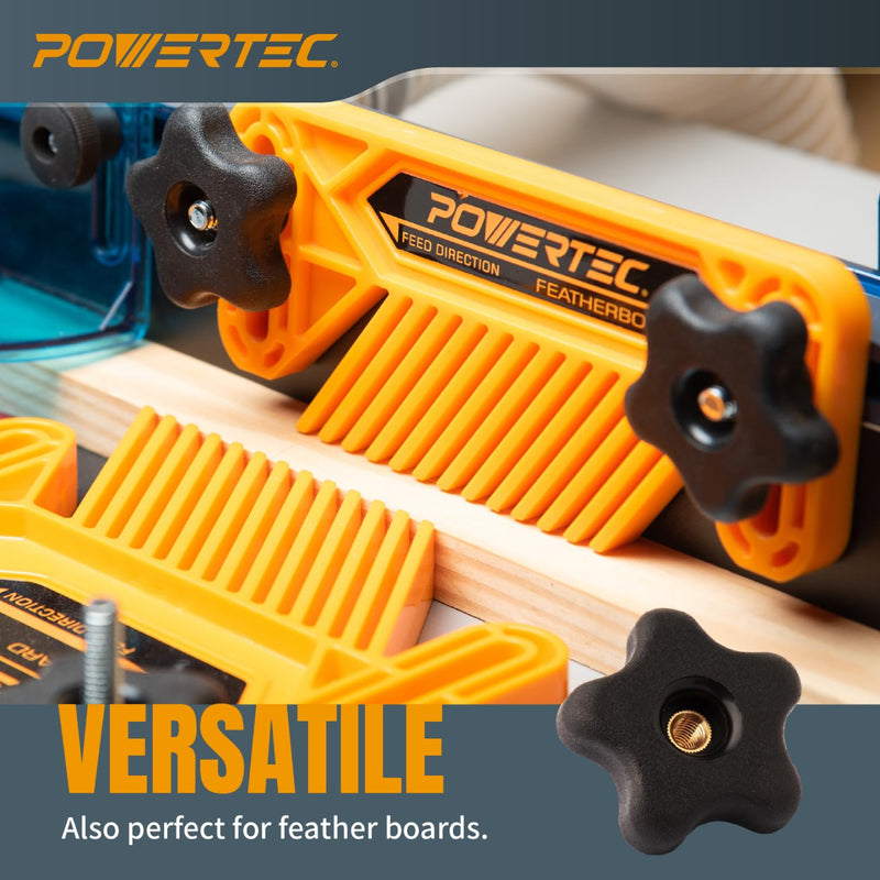 POWERTEC 72030 T Track Knob Kit w/T Slot Router Bit (5/8" Dia. x 3/16" H x 1/4" Shank), Threaded Knobs and 5/16”-18 T Slot Bolts Set, 16-pc T Track Accessories for Woodworking Jigs and Fixtures