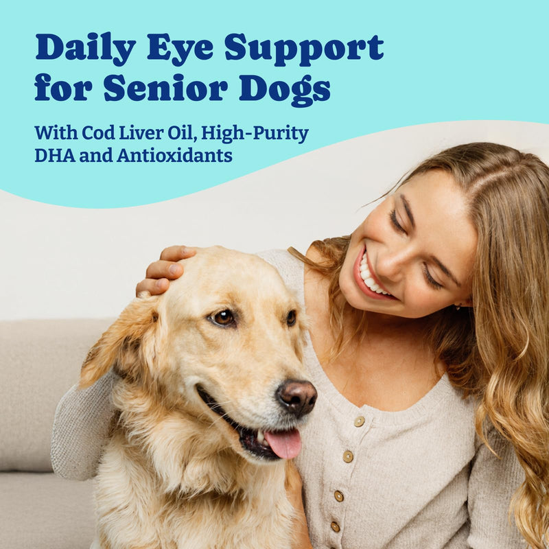 Eye Supplement for Dogs - 120 Soft Chews Dog Vision Supplement with Cod Liver Oil, Antioxidants & Omega 3 Fatty Acids - Eye Vitamins for Dogs - Duck & Pear Flavor blue-tear stain