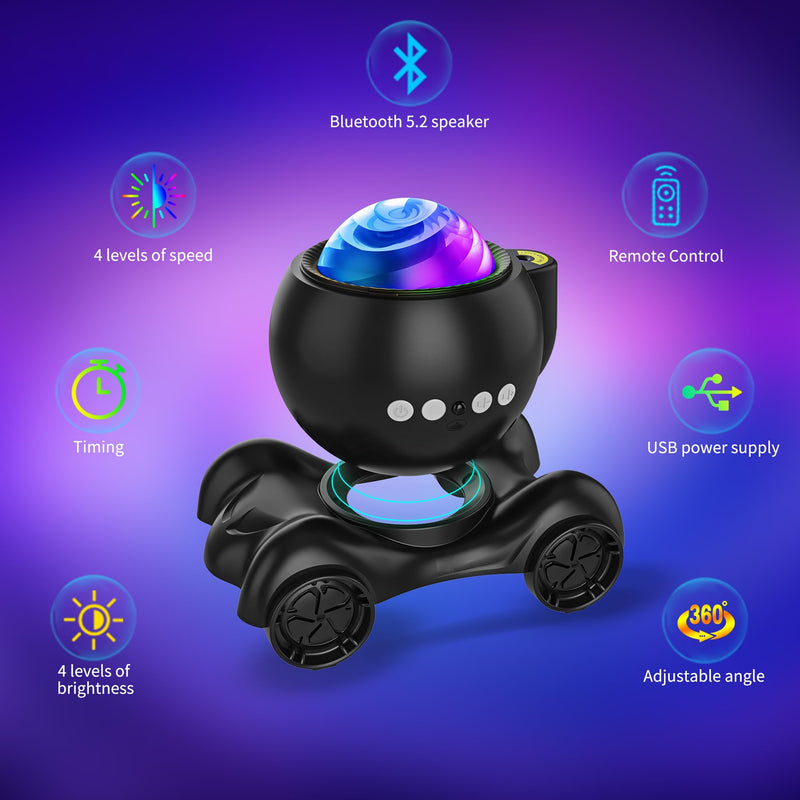 ENOKIK Galaxy Projector, Star Aurora Projector Built-in Bluetooth Speaker, Night Light for Kids Adults, White Noise Light for Home Decor/Relaxation/Party/Music/Gift (Black) Black