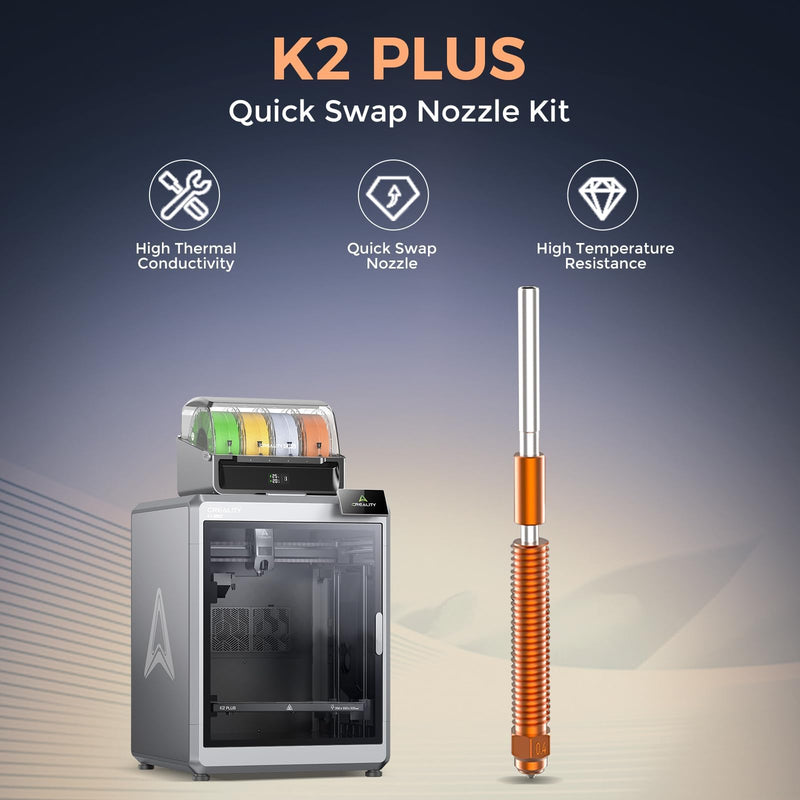 Creality Official K2 Plus Combo Nozzles 4PCS, Unicorn Quick-Swap High-Flow Nozzle Kits and 2PCS High Durability Filament Cutter Module Accessories for Creality K2 Pro Combo/ K2 Combo/Hi/Hi Combo 4PCS-K2PLUS-0.4*2+0.6+0.8