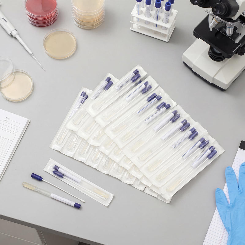 TrelaCo 50 Pcs Transport Swab with Preservation Gel, Plastic Shaft with Rayon Tip for Sample Collection and Recovery