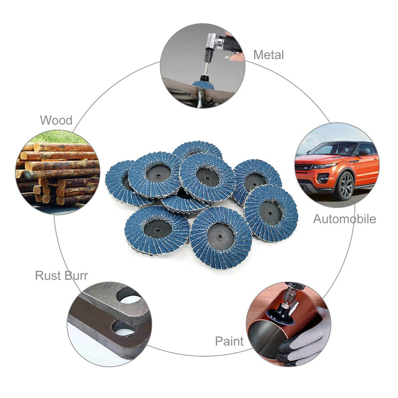 24 Pcs 2 inch Roll Lock Flap Discs with 1/4" Holder Die Grinder Attachments T27 Zirconia Flat 36/60/80 Grit Grinding Wheels for Surface Prep Flap 25Pack Mix - NewNest Australia