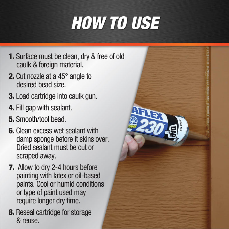 DAP Dynaflex 230 Premium Elastomeric Sealant, Cedar Tan, 10.1 oz (7079818412) 1