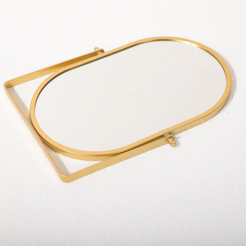 Tabletop Mirrors Makeup Mirror Portable Vanity with Metal Frame Desk Table Mirror with 180°Adjust Dressing Room Rotate Good for Bedroom Bathroom Gold 11"L x 7"W