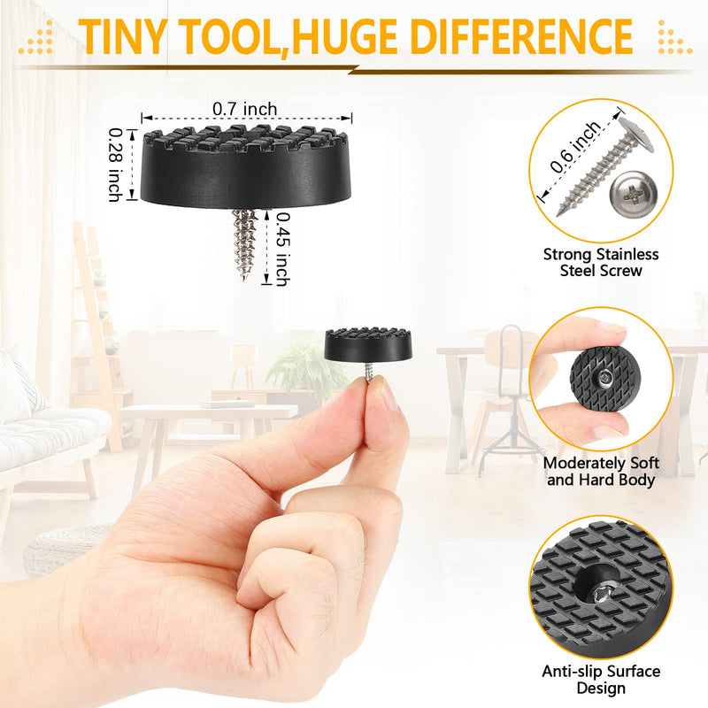 Screw-On Rubber Feet for Furniture - 32PCS Floor Protector for Chair Leg - 0.7" Sturdy Feet for Cutting Board Non Slip - Black Furniture Pad for Hardwood Floor - Durable Furniture Rubber Bumper 0.7 inch-32pcs