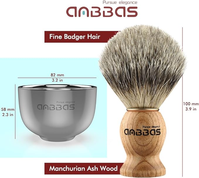 Easy Raku® Beard Brush Shaving Brush Set of 3 Pure Badger Hair Shaving Brushes Stainless Steel Razor Stand Stainless Steel Shaving Soap Bowl Shaving Foaming Facial Wash Brush for Men Black - NewNest Australia
