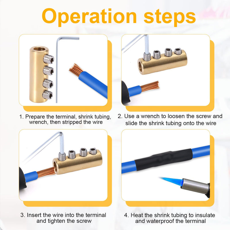 6pcs 6 AWG Wire Connector Nut Kit, 80Amp Quick Connection Terminal Splicing Quick Wiring Connection Terminal 6 Gauge Circuit Connector Wire Connector with Shrink Tubes & Screws