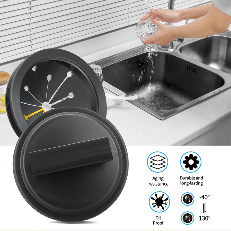 3 Inch Garbage Disposal Splash Guard with Garbage Disposal Cover for Sink, Rubber Garbage Disposal Drain Cover and Food Waste Disposal Splash Guard for Whirlaway, Waste King, and GE Models Black 1+1