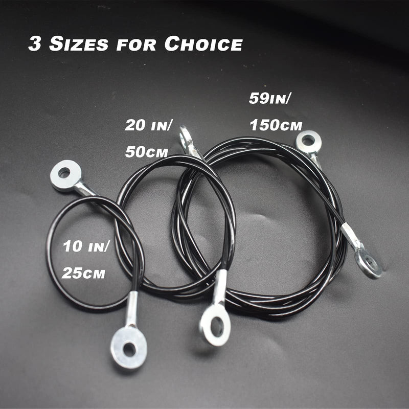 10 pcs 10 inch (25cm) 3mm Thickness Galvanized Steel Wire Cable Eyelets Ended Short Rope Lanyard Safety Tether Chain Lock with Vinyl Coated Cover Black 10in/25cm Black_10pcs