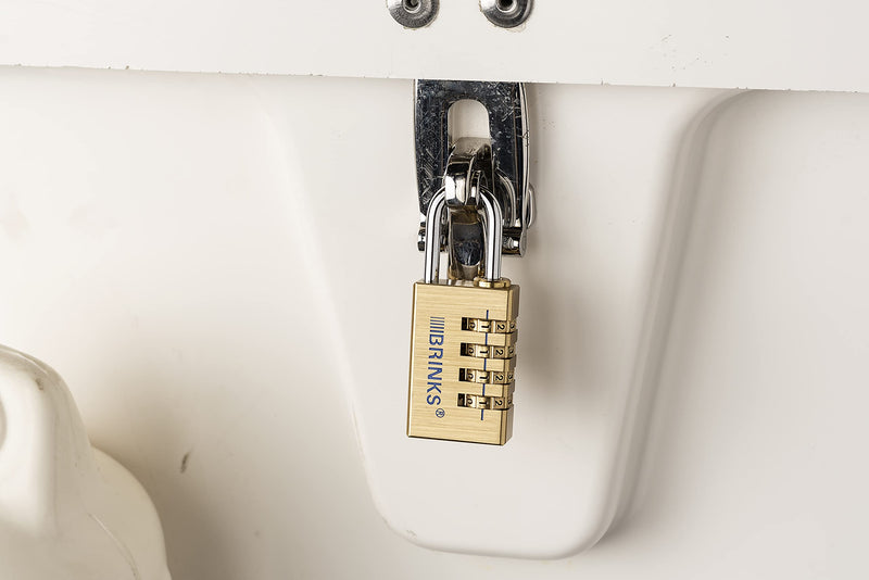 BRINKS - 30mm Solid Brass 4-Dial Resettable Padlock - Chrome Plated With Hardened Steel Shackle 1 Count (Pack of 1)