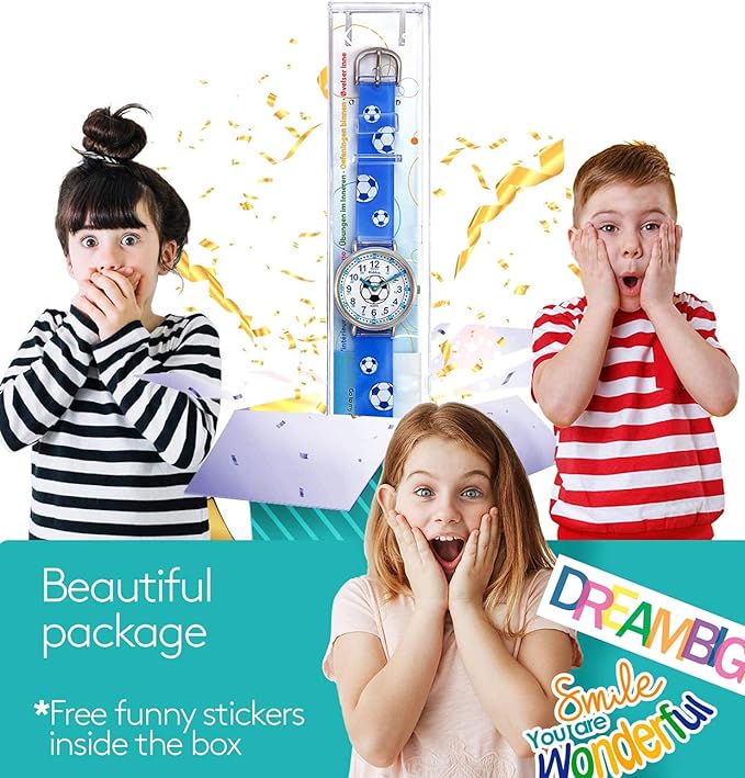 Kiddus Children's Wristwatch, Waterproof, Analog, Educational Watch, Boys and Girls, Spanish Design, Elementary School Students, Birthday, Christmas, Present, Educational Watch, Exercise Lancet, Learning Time, T-REX - NewNest Australia