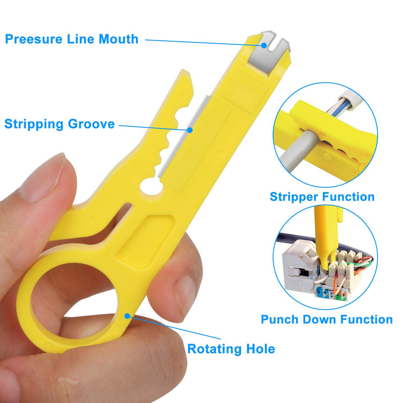 RJ45 Crimping Tool Kit Ethernet Crimp Set, RJ-11, 6P/RJ-12, 8P/RJ-45 Crimp, Cut and Strip with 20PCS CAT5 CAT5e Connectors, Covers,1 Network Cable Tester 1 Wire Stripper JN-1