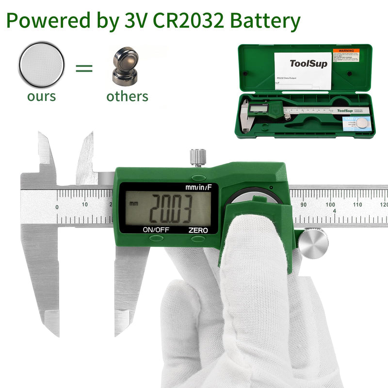 IP54 Digital Caliper, 6 inch Electronic Vernier Caliper with Stainless Steel contruction, Inch/Millimeter/Fraction Switch, Large LCD Screen