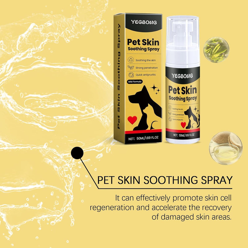 Pet Skin Treatment Spray for Dogs and Cats- Nature Soothing Solution for Itchy Skin, Reduces Scratching- 2Pcs