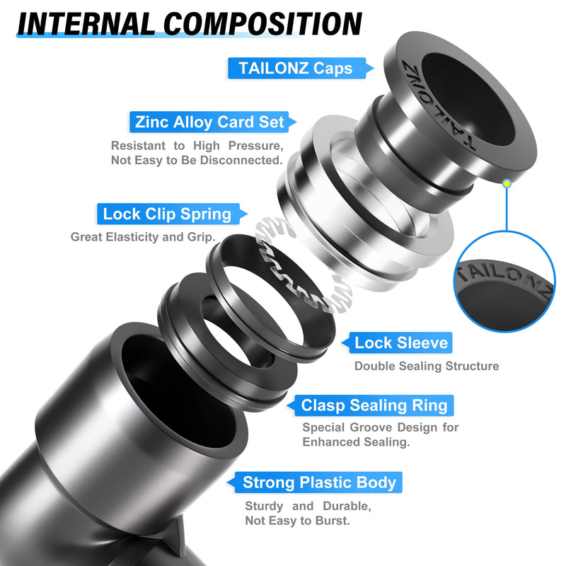 TAILONZ PNEUMATIC Male Elbow 3/8 Inch Tube OD x 3/8 Inch NPT Thread 90 Push to Connect Fittings PL-3/8-N3 (Pack of 10) 3/8''OD 3/8''MNPT