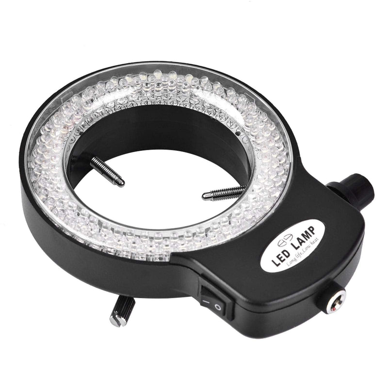 Akozon Microscope LED Light, Microscope Camera 144 LED Beads Light Source Brightness Adjustable Ring Lamp for Stereo Microscope & Camera (Black)
