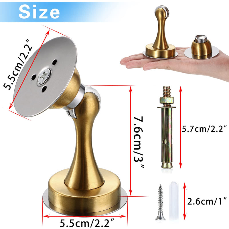 Sumnacon Sturdy Magnetic Door Stopper - Stainless Steel Door Stopper with Magnet for Wall Floor, Sturdy Magnetic Doorstop Holder with Adhesive Tape & Screws for Home Office, Gold