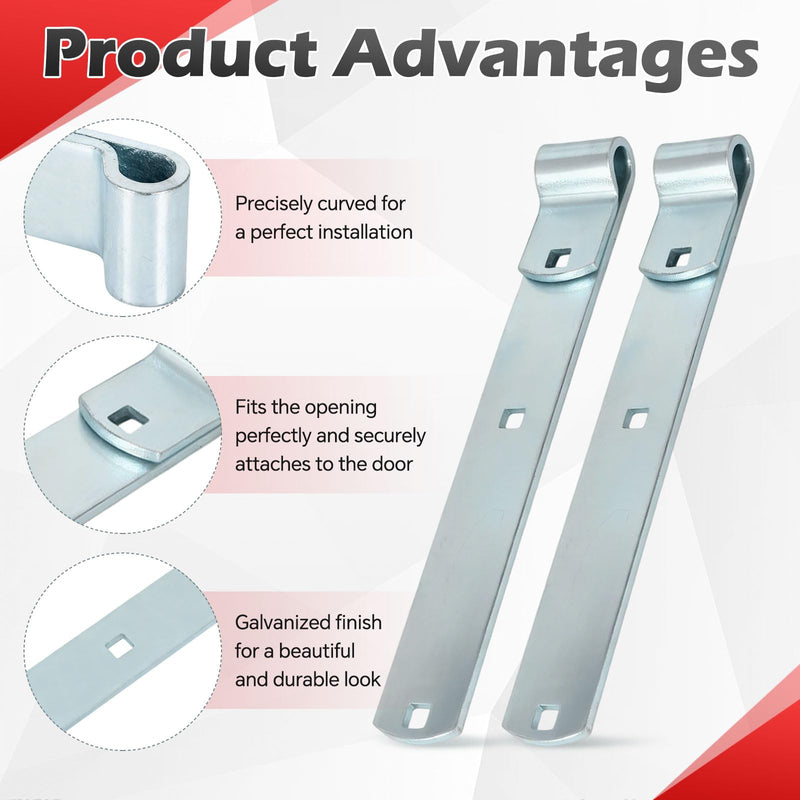 2 Packs 12'' Zinc Strap Hinge for Gates, Heavy Duty Gate Strap Hinge Zinc Plated with L-Screw (M16 × 101mm) for Barns Tool Sheds and Other Swing Doors, Galvanized (2) L-shape-2pcs