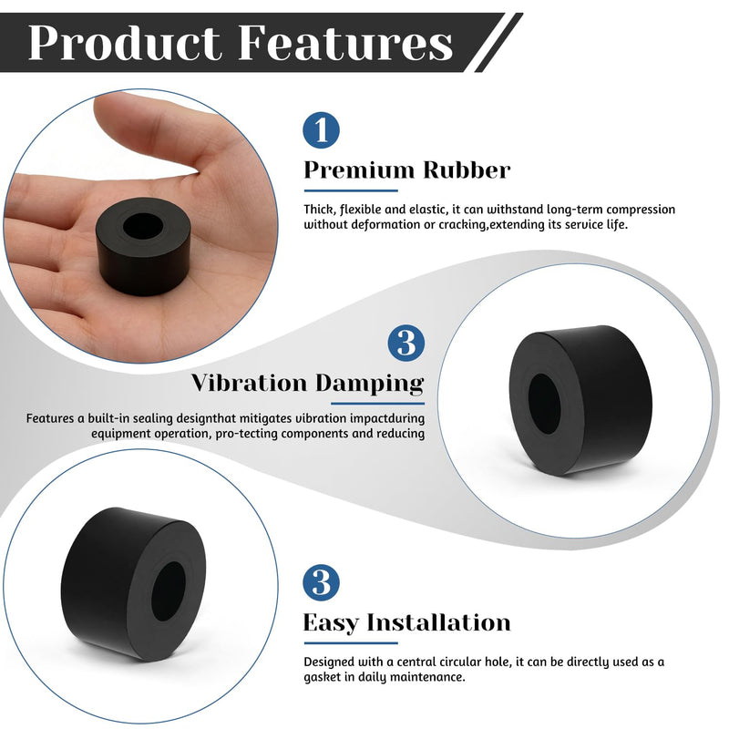 32 PCS Multi Purpose Rubber Spacer, 1-2/5" OD x 3/5" ID x 3/4" Thickness Rubber Washers for Screws, Anti Vibration Pads for Bolts, Car, Boat, Home (35 * 15 * 20mm) 32