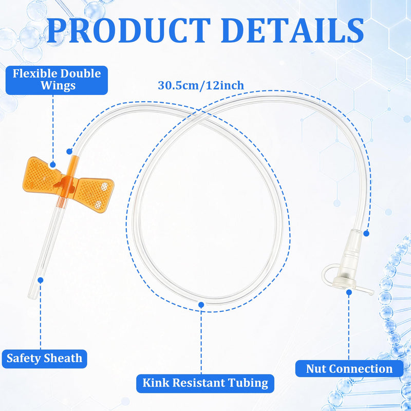 100PCS Butterfly, 25G×3/4", 12" Tube, Lab Supplies Dispensing Accessories | Individually Packed, for Laboratories and Pets