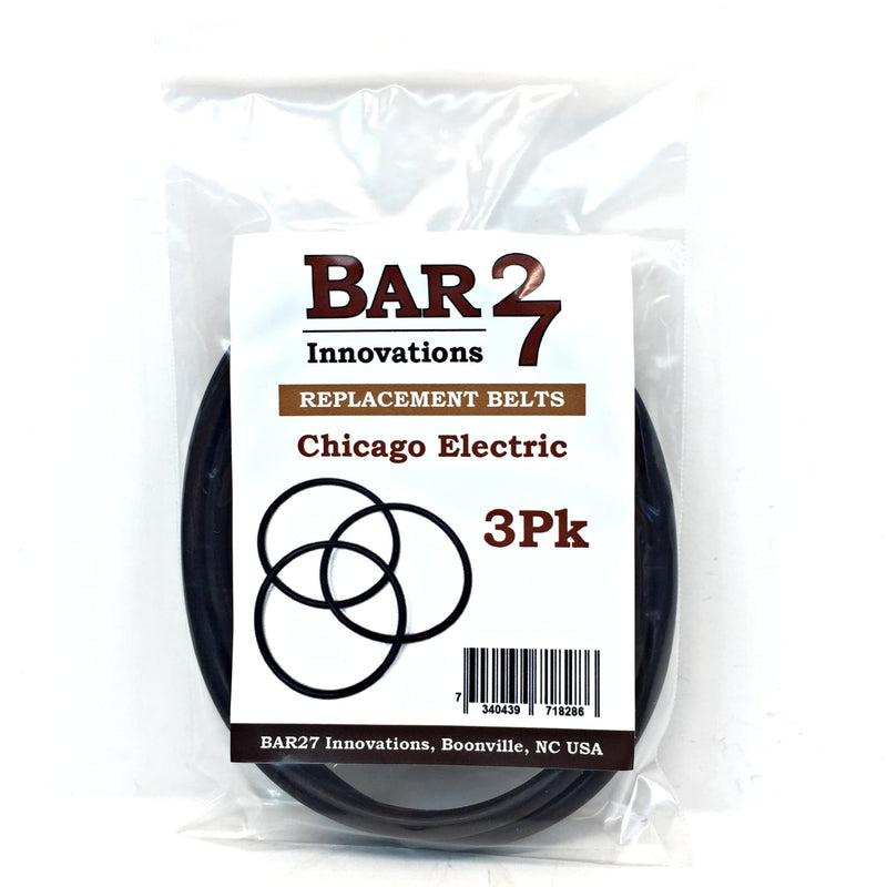 Bar27 Brand 3 Pack Replacement Drive Belts for Chicago Electric Central Machinery ABN Viyuki Rock Tumblers