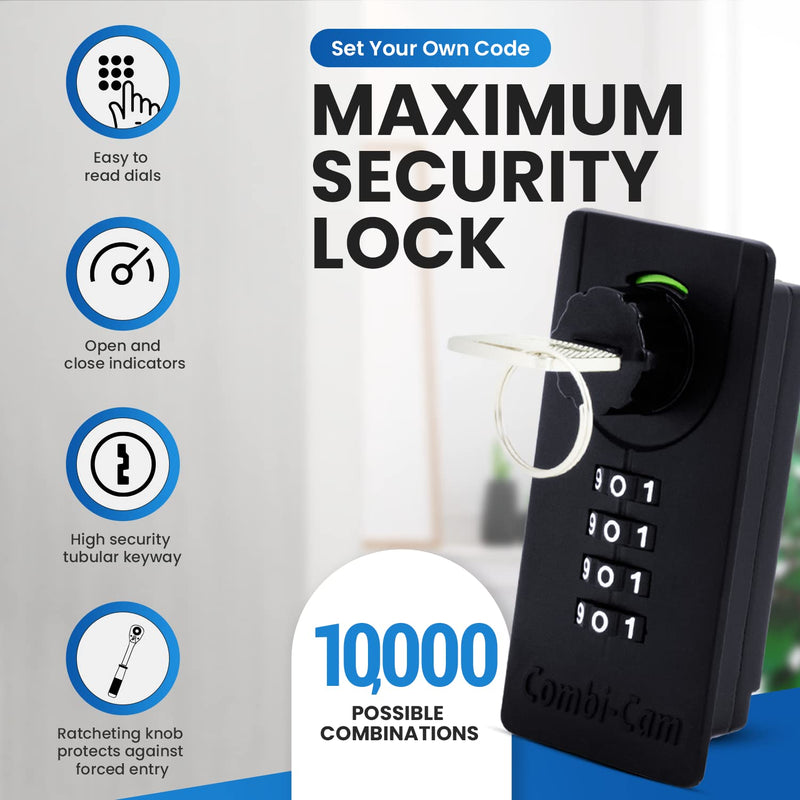 Combi-Cam 7700 & Key MAX Combination Locker LOCKS-7700, Black 1