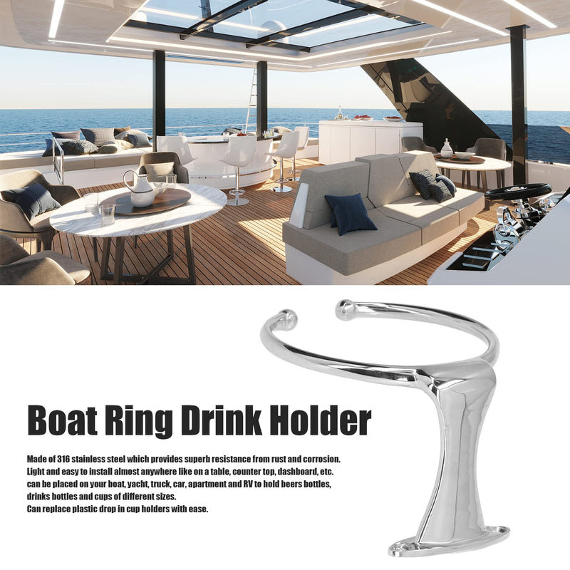 Boat Ring Drink Holder Cup Holder Marine 316 Stainless Steel Ring Accessory Replacement for Yacht Truck Popular