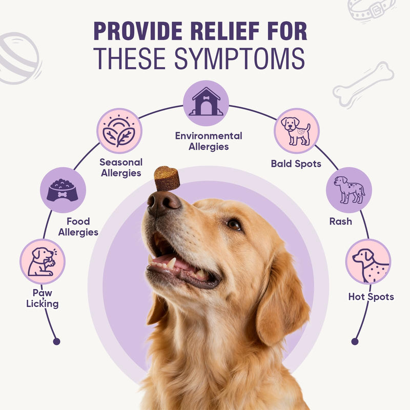 Dog Allergy Chews 200ct - Dog Allergy Itching Skin Relief & Immune Support Anti Itch Probiotics for Yeast, Itchy Skin and Itchy Ears, Vitamins for Seasonal Allergies Itchy Skin, Gut Health, Lamb
