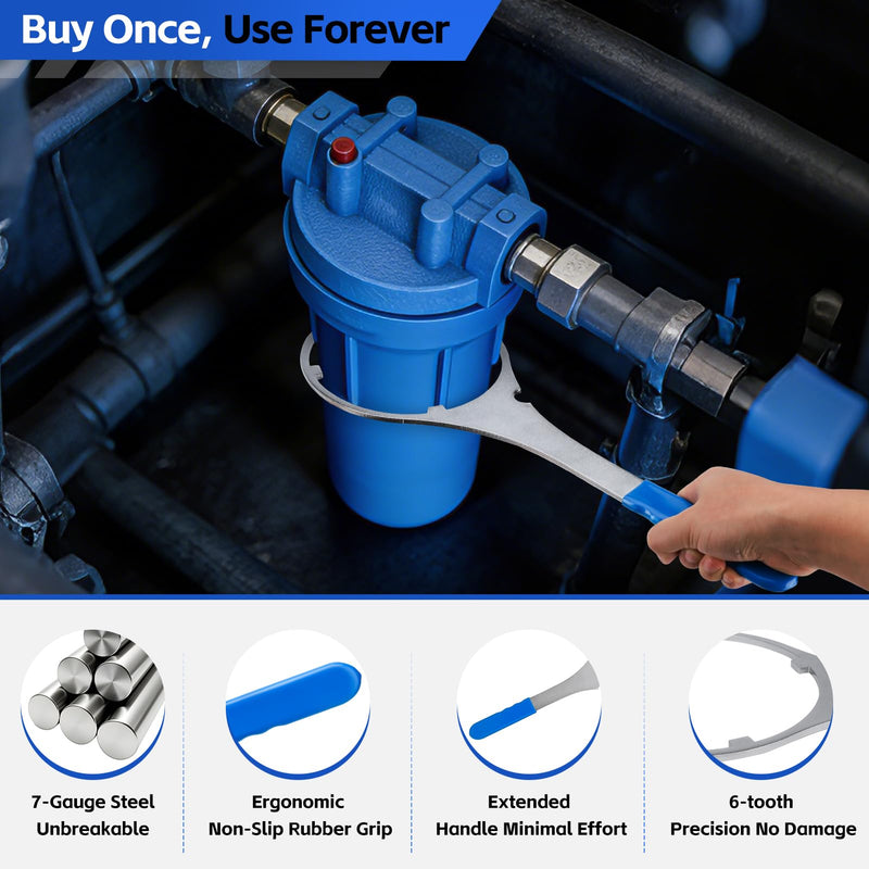 Xastro SW-4-SS-8 Heavy Duty Metal Water Filter Wrench – 6" ID Whole House Water Filter Wrench Replaces SW-4 & Pentek 144368 Plastic Wrench, Compatible with American Plumber W2010-PR, 152017, 152022