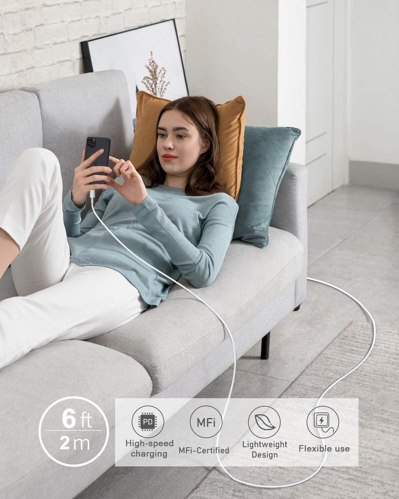 4 Pack [Apple MFi Certified] Apple Charging Cables 6ft, iPhone Chargers, Lightning Fast iPhone Charging Cord for iPhone 12/11/11Pro/11Max/ X/XS/XR/XS Max/8/7, ipad(White) 4pack(6ft) White 4