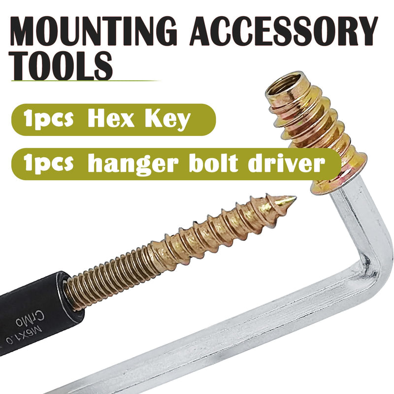 12SETS Double Headed Bolts Kit - 12PCS M6x50mm Self-Tapping Screw Hanger Bolts for Wood Furniture,12PCS M6x20mm Furniture Screw-in Nut with 1pc M6 Hanger Bolt Driver & 1pc 6mm Hex Key