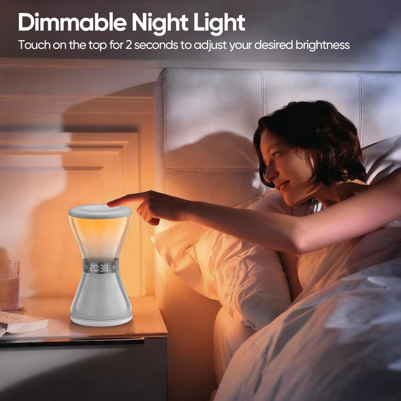 AFEXOA RGB Night Light Alarm Clock for Kids, Teenagers, Adults, Digital Alarm Clock with Hourglass Shape, 7 Ambient Lights, Aesthetic Alarm Clocks for Bedrooms Living Room Decor