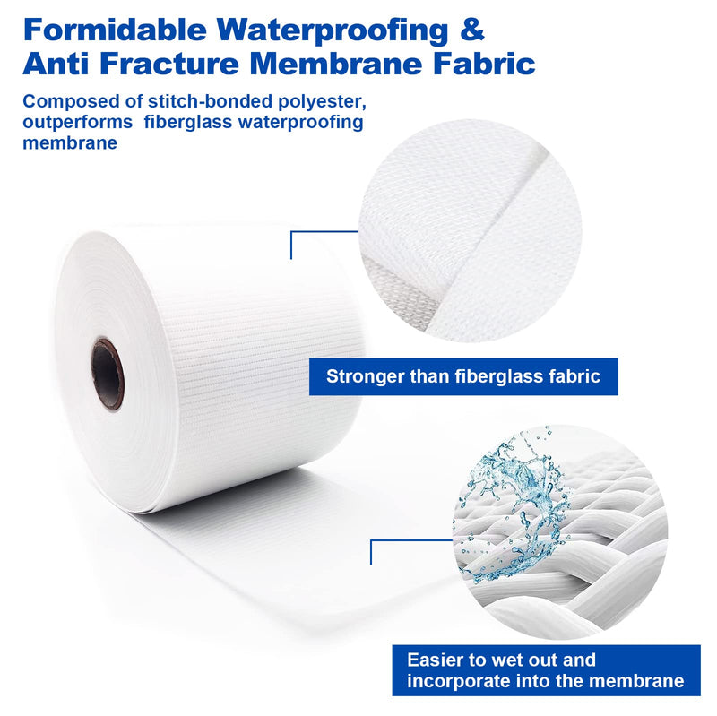 2 Pack 4 Inches x 164 Feet Waterproofing Membrane Anti Fracture Fabric, Reinforcing Water Barrier Drywall Mesh Tape, Liquid Waterproof Membrane Fiberglass Tape for Shower Wall,Seam 2 Pack 4 Inches x 164 Feet (328ft total)