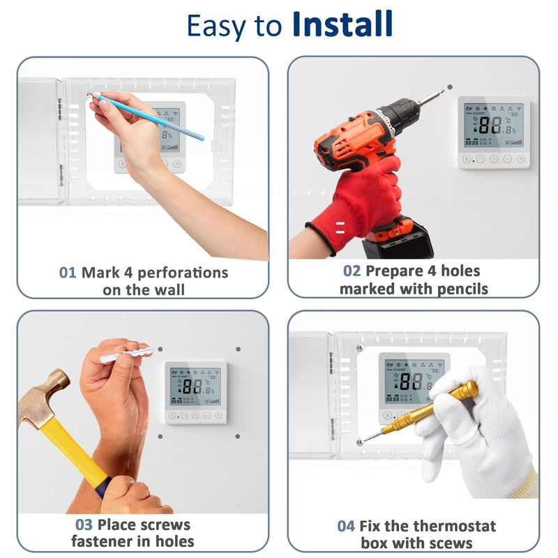 Baby proofing Thermostat Lock Box with Key,Clear Thermostat Cover with Lock for Thermostat on Wall, Thermostat Guard,Universal Thermostat Lock Box Fits Thermostats 4.8" H x 6" W or Smaller 1 PC Key Lock