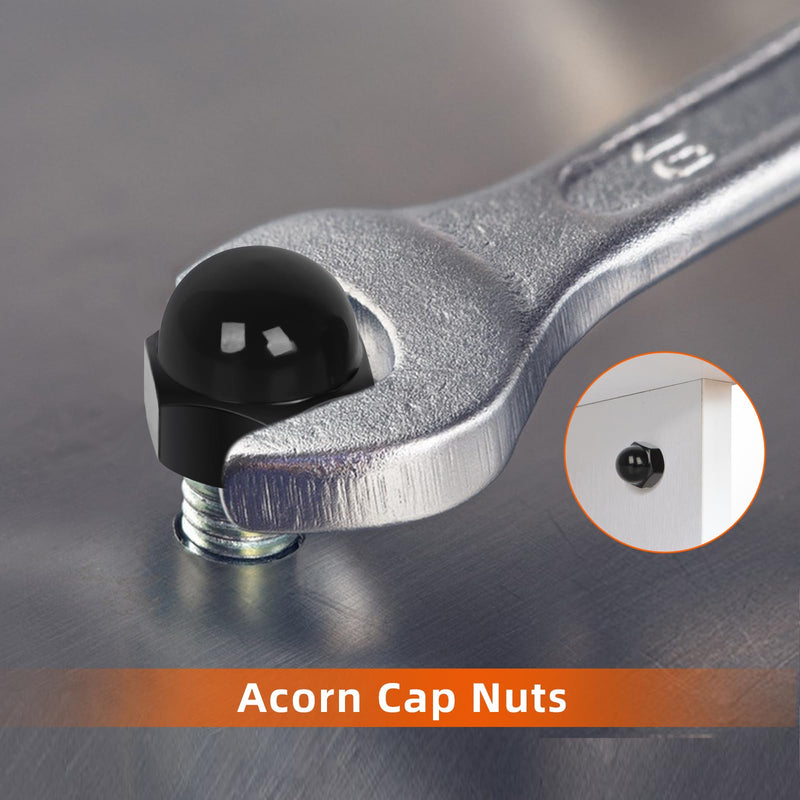 1/4-20 Acorn Cap Nuts, 304 Stainless Steel 18-8, Black Finish, 50 PCS 1/4"-20