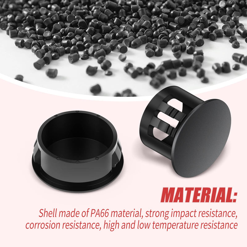 100PCS 1/2" Black Plastic Plugs Hole, Round PA66 Plug Furniture Hole Decorative Cover 1/2"