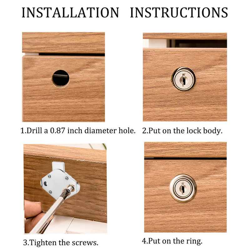 801 Office Furniture Desk Drawer Lock Cabinet Door Locker with Keys 7/8 in. Outside Diameter (1 Pack, Chrome, keyed different1) 801 Keyed Different Chrome, 1PACK