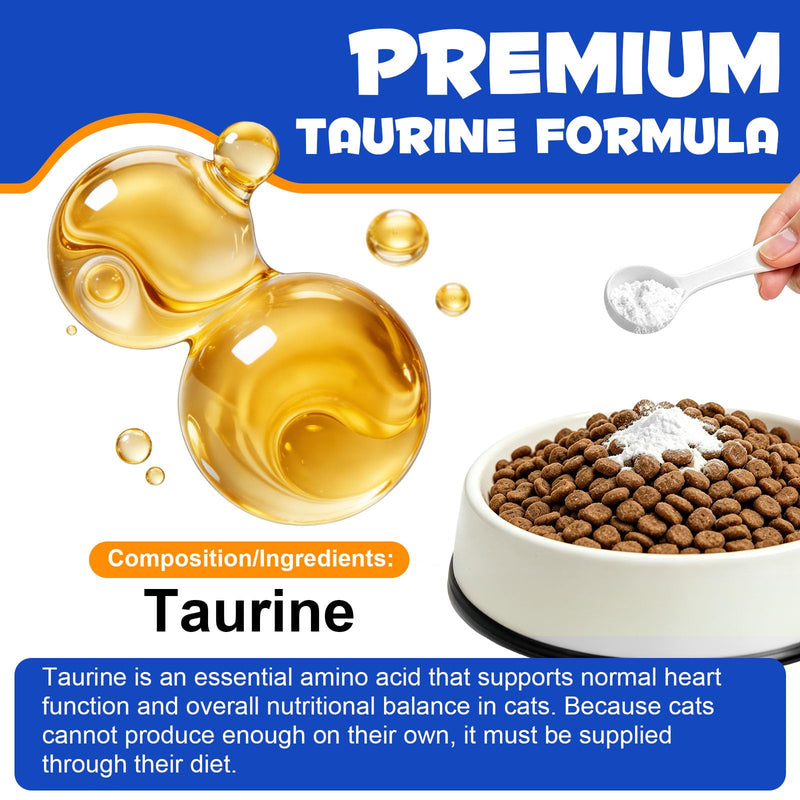 Taurine Powder for Cats, Cat Supplement for Heart, Vision, and Immune Support, Suitable for All Breeds & Ages, 200g