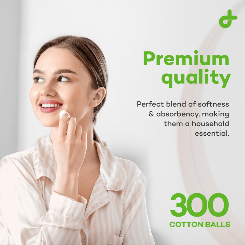Dealmed 300 ct. Cotton Balls for Face, Makeup, Medical Uses, & DIY Crafts | Non-Sterile Bulk Pack | Resealable Zip-Locked Bag | 100% Pure Cotton, Soft, Absorbent, Gentle (Pack of 1) 300 Count (Pack of 1)