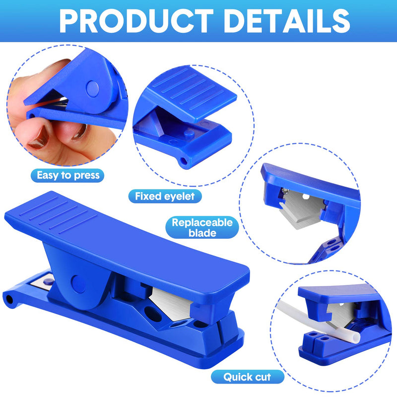 PTFE Plastic Tubing Cutter Hose Tube Cutter Pipe Cutter Accurate Tube Cutting Tool for Nylon PVC PU Tube and Hose Cut up to 3/4 Inch OD Tube (Blue, 3 Pieces) Blue