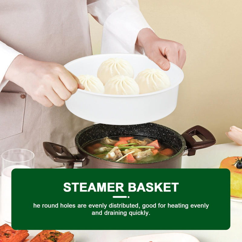 2pcs Plastic Steamer Basket for Rice Cooker: Stackable Round Steaming Tray Insert for Vegetables, Seafood, Eggs, and Desserts, Fits 3L & 5L Cookers, Kitchen Cookware Supplies