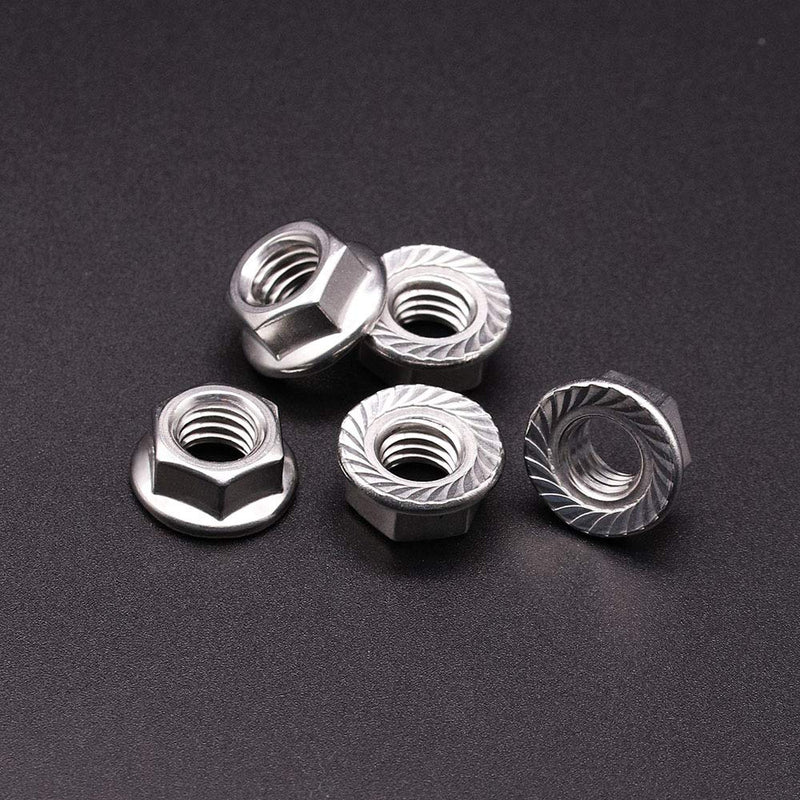 M4-0.7mm (100 Pack) Serrated Flange Hex Locknuts, 304 Stainless Steel 18-8 Lock nut, Finish Hex Lock Nut M4-0.7mm 100