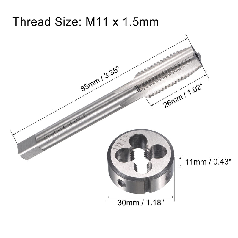 uxcell M11 x 1.5mm Metric Tap and Die Set, Machine Thread Screw Tap with Round Threading Die, Tap & Die Kit for Nut Screw Bolt Thread Repair