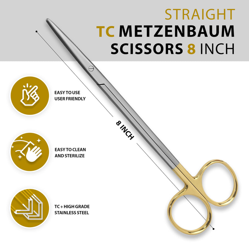 T/C Metzenbaum/Tanser scissors Tungstien Carbide Surgical Dental 8" Straight