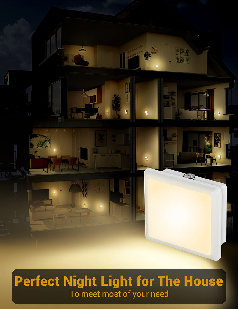 JandCase Night Lights Plug into Wall 2 Pack, Plug in Night Light with Dusk-to-Dawn Light Sensor, 3000K Soft White 0.3W, LED Nightlight for Bathroom, Adult, Hallway Warm White