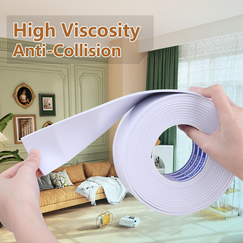 High Density Self- Adhesive EVA Single Sided Foam Tape,Weatherstrip Door Seal,Weatherproof,Waterproof,Thick Foam Insulation Tape,2 Roll for Window Seal Strip,0.79in x 16.8FT,White Sponge Tape 2 Rolls,0.79in x 16.4FT White