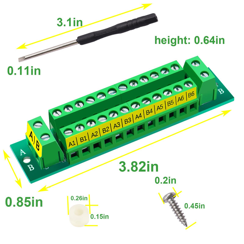 16 Amp 2x12 Position Terminal Block Distribution Module Power Distribution Board for AC DC