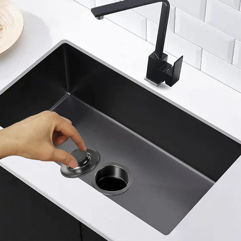 Garbage Disposal Flange, Gunmetal Black Garbage Disposal Drain Garbage Disposal Sink Flange and Stopper, Garbage Disposal Flange Plug for 3-1/2 Inch Drain Hole, Sink Flange and Stopper Gunmetal Black Stainless Steel